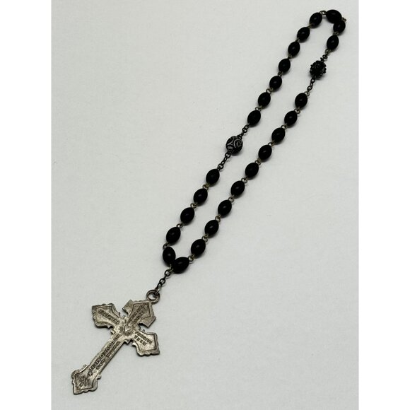 Vintage black chaplet beaded rosary - Picture 5 of 6